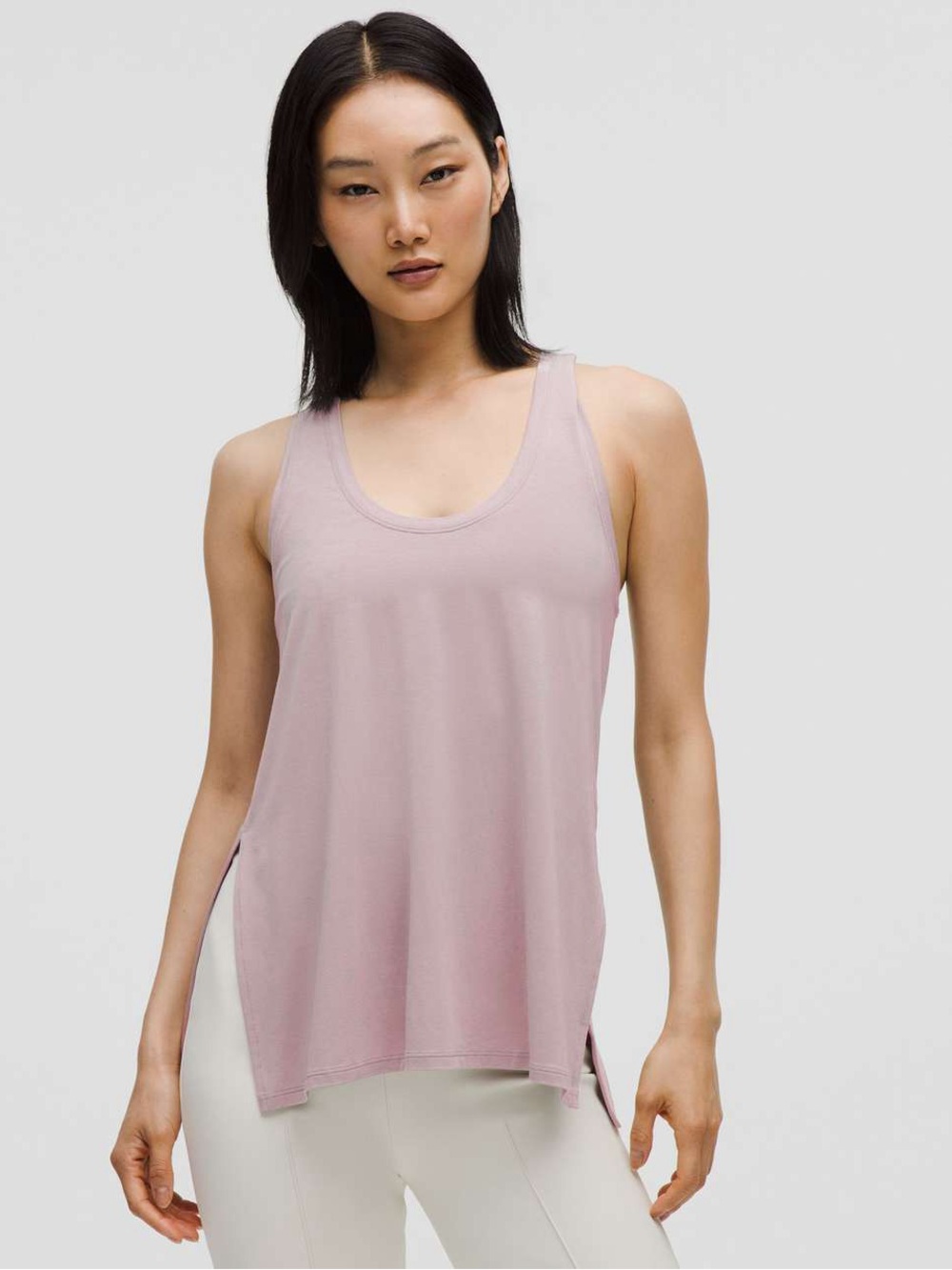 LULULEMON Silkappeal Side Slit Tank Top size XL | Mauve Gray